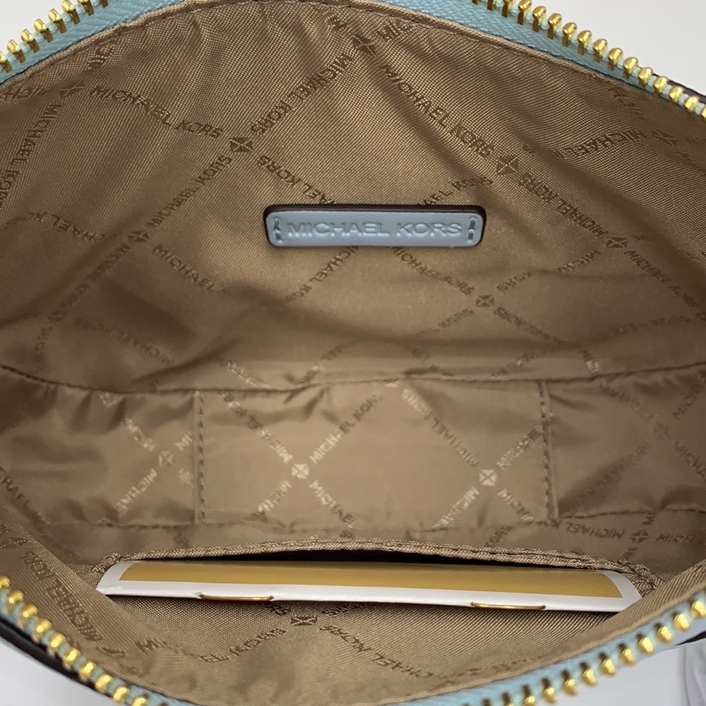 MICHAEL KORS Dover Small Half Moon Leather Crossbody Bag Vista Blue color - Picture 9 of 16